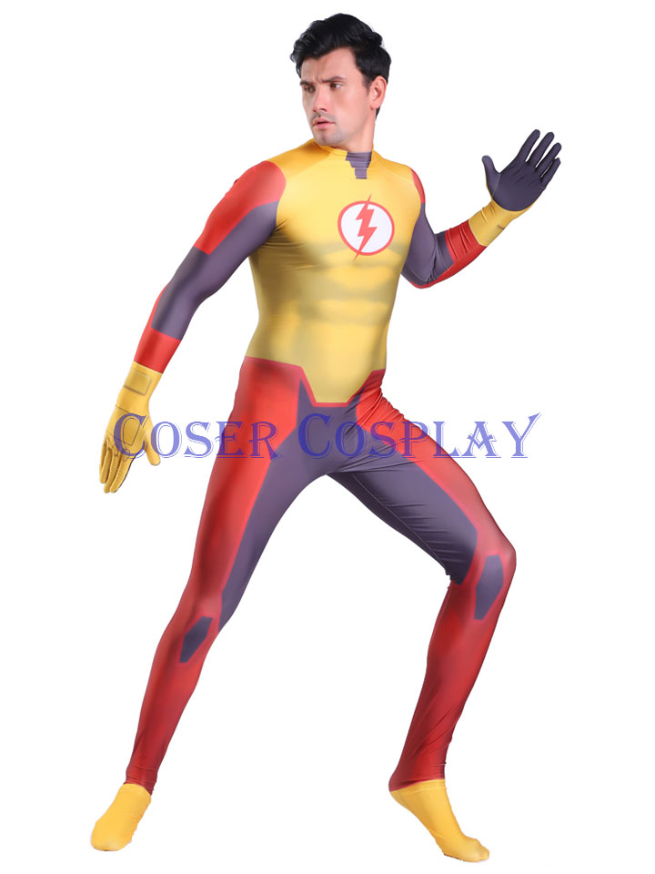 2020 Kid Flash Cosplay Halloween Costume Bodysuit 1108